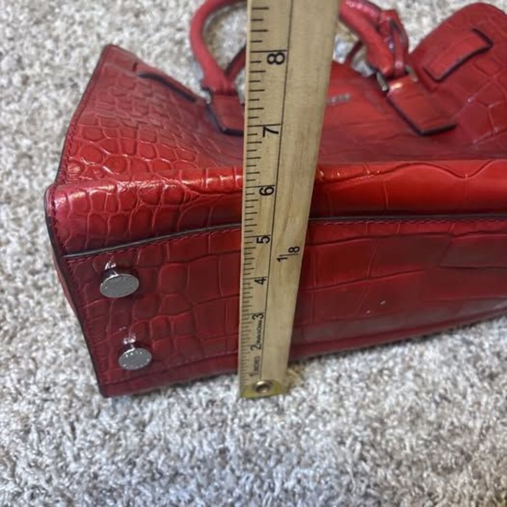 Michael Kors Tote Shoulderbag Dillon Crocodile Red Leather Removable Strap Y2K - Picture 9 of 10